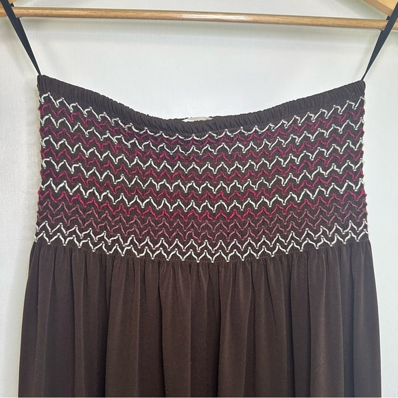 Charlotte Russe Y2K Smocked Strapless Tube Maxi Dress. Brown. Size: Large. - Picture 2 of 5